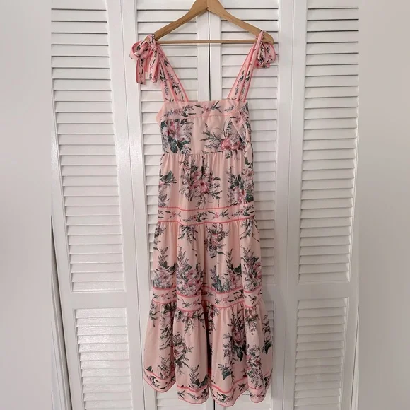Vici Pink Floral Maxi Dress with Tie Straps - Picture 1 of 1